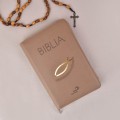 Biblia z rybką - oprawa flexy z suwakiem - złocone brzegi - ST + NT - biblia z różańcem