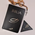 Etui na różaniec - Rożek na zatrzask - Kolory - Matka Boża z różańcem - z biblią