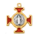 Brelok - Krzyż celtycki - złote krawędzie - czerwony
