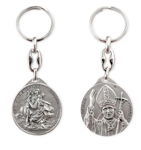 Brelok dwustronny - św. Krzysztof - Jan Paweł II - 4809