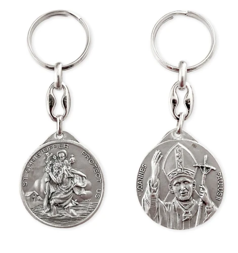 Brelok dwustronny - św. Krzysztof - Jan Paweł II - 4809