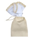 Pieluszka Chrzcielna Retro z Koronką w bawełnianym Woreczku – Praktyczna prezent na chrzest