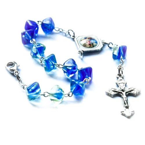 Różaniec 10-tka Św. Krzysztof - niebieski błękit - 02