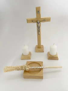 Zestaw kolędowy drewniany - jasny - wys. 22 cm 