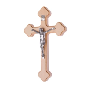 Krzyż z drewna bukowego, koniczyna - 14 cm