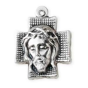 Medalik - krzyżyk - Jezus w koronie cierniowej