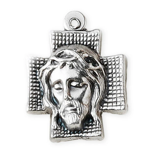 Medalik - krzyżyk - Jezus w koronie cierniowej
