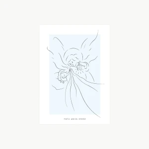 Plakat religijny - Anioł Stróż z latarenką (niebieski) - A4 - do umieszczenia w ramie