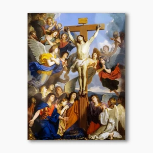 Nowoczesny obraz religijny plexi - Ukrzyżowany Chrystus w obecności aniołów - formaty  