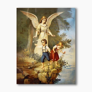Nowoczesny obraz religijny plexi - Anioł Stróż z dziećmi 2 - formaty    