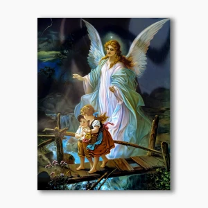 Nowoczesny obraz religijny plexi - Anioł Stróż z dziećmi - formaty     