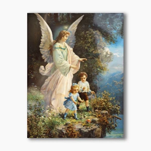 Nowoczesny obraz religijny plexi - Anioł Stróż z dziećmi 3 - formaty  