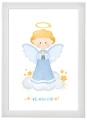 Plakat religijny "Twój Anioł Stróż" - Format A4 - niebieski