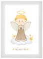 Plakat religijny "Twój Anioł Stróż" - Format A4 - beżowy