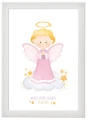 Plakat religijny "Twój Anioł Stróż" - Format A4 - różowy z dedykacją