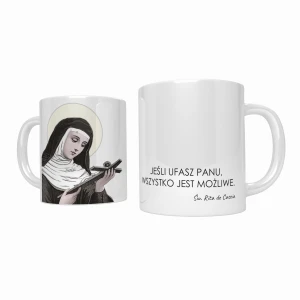 Kubek  ceramiczny św. Rita z Cascii z cytatem  