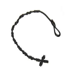 Bransoletka z krzyżykiem - Dziesiątek różańca na rękę z materiału - czarny (na zakładkę) 