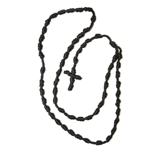 Różaniec ze sznurka handmade, kolor czarny - 10 mm