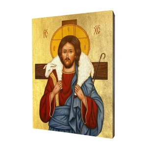 Ikona Jezus Dobry Pasterz - Pomysł na prezent dla duchownego - Różne formaty - Deska lipowa  