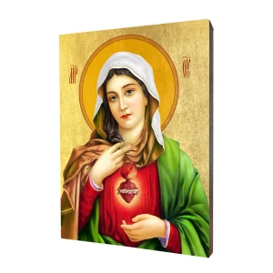 Ikona Serce Maryi - Ukój Moje Troski - Deska lipowa   