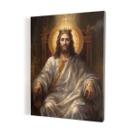 Obraz religijny na płótnie - Chrystus Król na tronie w koronie - różne formaty    