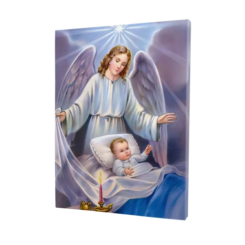 Obraz religijny na płótnie - Anioła Stróż czuwający nad dzieckiem - różne formaty