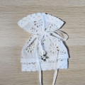 Profitka na Świecę do Chrztu Koronkowa Retro z Różyczką Handmade Bawełna