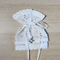 Profitka na Świecę do Chrztu Koronkowa Retro z Różyczką Handmade Bawełna