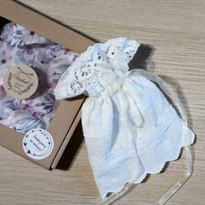 Profitka na Świecę do Chrztu Koronkowa Retro Haftowana Handmade   