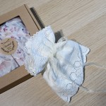 Profitka na Świecę do Chrztu Koronkowa Haftowana Retro Handmade Bawełna 