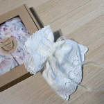 Profitka na Świecę do Chrztu Koronkowa Haftowana Retro Handmade Bawełna 