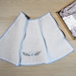 Szatka do Chrztu dla Chłopca Lniana Boho Haft Niebieski Handmade