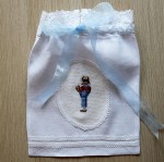 Worek/torebka z materiału na pamiątki chrztu świętego dla chłopca 26 x 23 cm - Unikat handmade  