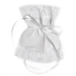 Profitka na świecę do chrztu - biała koronka - handmade