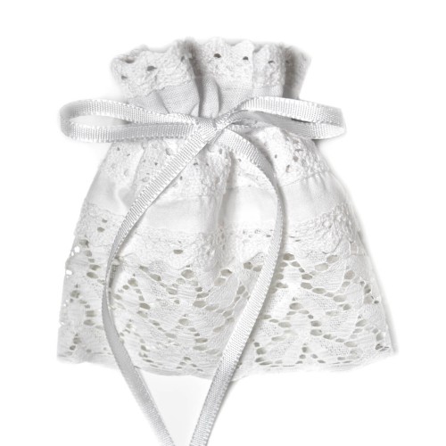 Profitka na świecę do chrztu - biała z koronkami - handmade