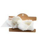 Opaska do Chrztu Bezuciskowa na Gumce Kremowo-beżowa - Handmade