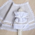 Ekskluzywny Komplet do Chrztu z Perłami - Szatka i Profitka do świecy - Biała Handmade