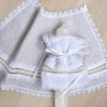 Ekskluzywny Komplet do Chrztu z Perłami - Szatka i Profitka do świecy - Biała Handmade