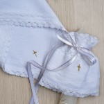 Ekskluzywny komplet chrzcielny - Szatka i Profitka do świecy - ze Złotym Krzyżykiem Handmade - unikat