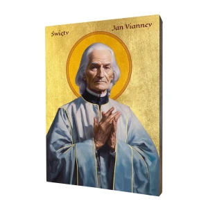 Ikona Święty Jan Maria Vianney - Patron każdego kapłana - Różne formaty - Deska lipowa  