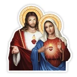 Naklejka - Serce Maryi Serce Jezusa - 8 cm