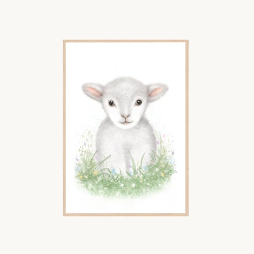 Plakat dla dziecka - Owieczka wśród kwiatów - A5/A4/A3/A2