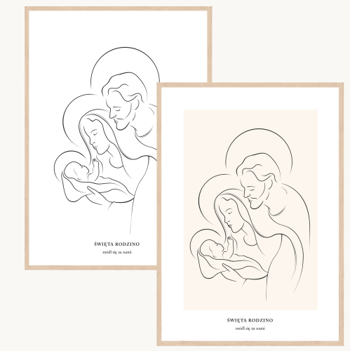 Plakat religijny - obraz świętej rodziny do salonu - Twoja dedykacja - A5/A4/A3/A2