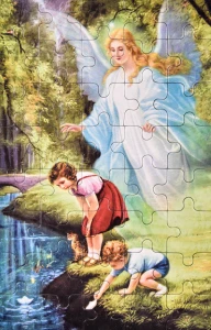 Puzzle z Aniołem Stróżem i dziećmi 
