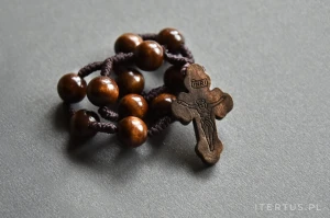 Dziesiątek różańca z ciemno-brązowego drewna - 12 mm