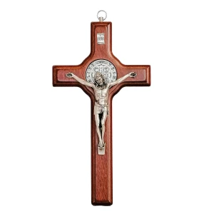 Krzyż św Benedykta - 21 cm - Kolor orzechowy