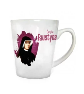 Kubek religijny z cytatem - Św. Faustyna "Słuchaj Jego głosu!"