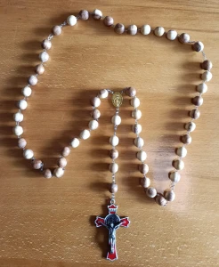 Duży różaniec handmade - 12 mm - jasne drewno