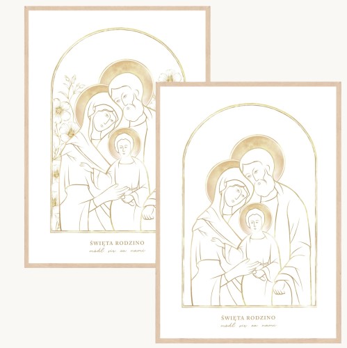 Obraz Świętej Rodziny - Złoty plakat religijny dostępny w ramie
