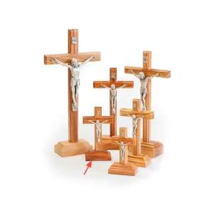 Krzyż drewniany z pasyjką, do postawienia - 12 cm